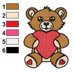Free Valentine Heart Bear 02 Embroidery Design